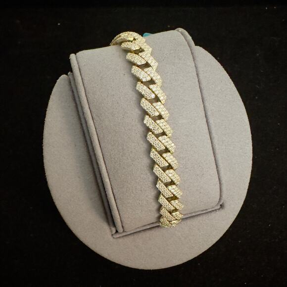 8.7mm Genuine Moissanite Iced Gold Monico Cuban Bracelet 7.5in~NEW Retails $899 - Picture 1 of 16